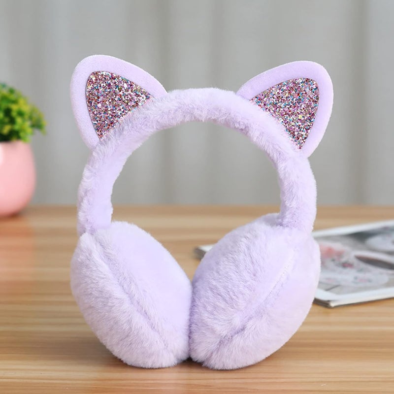 CHUANGLI Winter Warm Cat Ear Muffs for Women Girls Cute Catear Earmuff Ladies Headband Faux Fur Earmuffs Plush Ear Warmers - Image 2